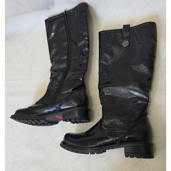 Khombu Black Calf High Zip Up Boots Woman's Size 9M Style-SNAKE-PU - Picture 3 of 7